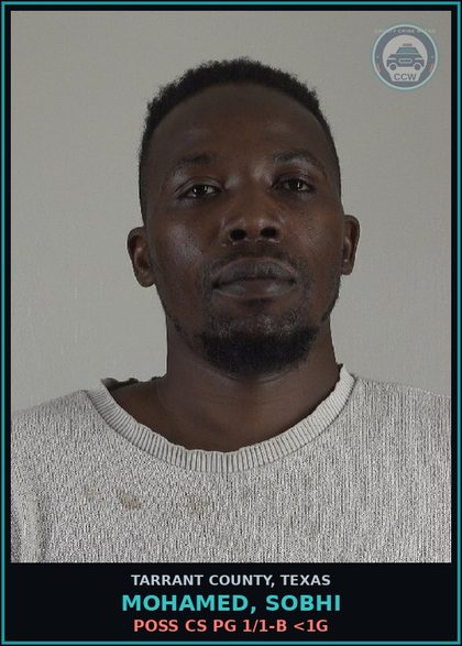 CCW arrest card for Mohamed, Sobhi in Tarrant County: DRIVING W/LIC INV W/PREV CONV/SUSP/W/O FIN RES