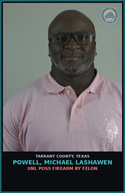 CCW arrest card for Powell, Michael Lashawen in Tarrant County: POSS CS PG 2 >= 4G<400G