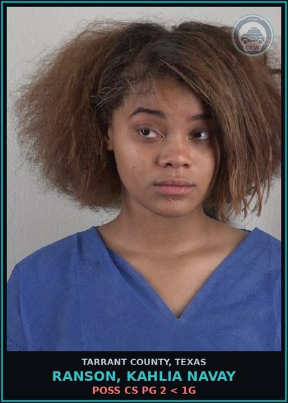 CCW arrest card for Ranson, Kahlia Navay in Tarrant County: ORGANIZED RETAIL THEFT >=$100<$750
