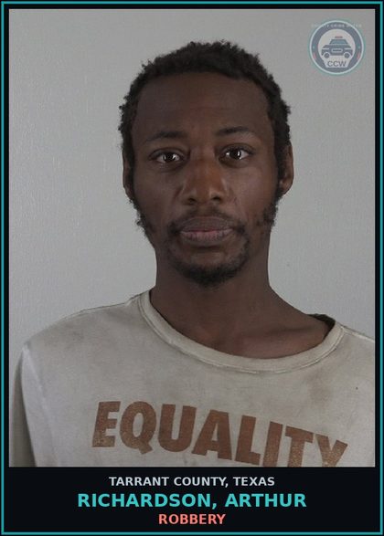 CCW arrest card for Richardson, Arthur in Tarrant County: ASSAULT CAUSES BODILY INJURY FAMILY VIOLENCE
