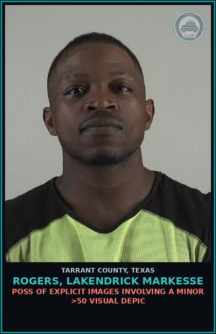 CCW arrest card for Rogers, Lakendrick Markesse in Tarrant County: EVADING ARREST DETENTION