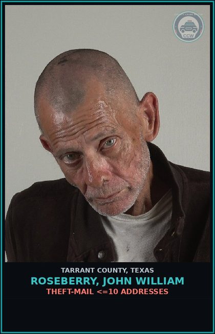 CCW arrest card for Roseberry, John William in Tarrant County: CRIMINAL TRESPASS