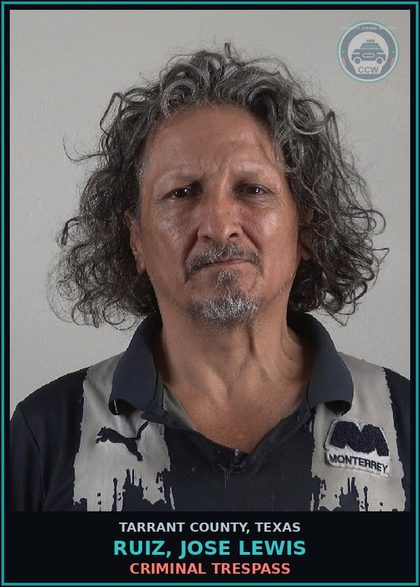 CCW arrest card for Ruiz, Jose Lewis in Tarrant County: CRIMINAL TRESPASS