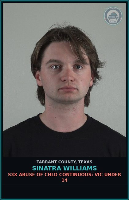 CCW arrest card for Sinatra Williams in Tarrant County: s3x ABUSE OF chld CONTINUOUS: VICTIM UNDER 14