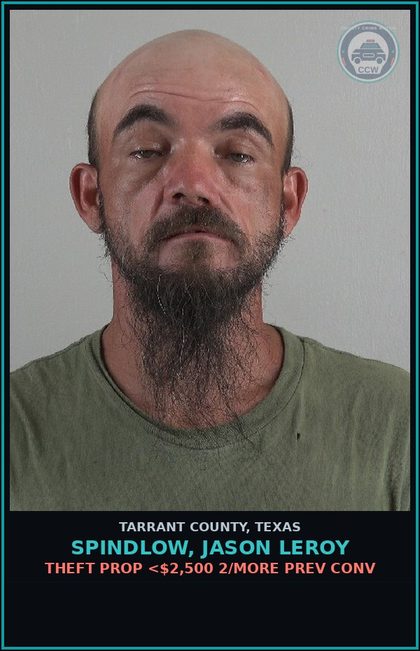 CCW arrest card for Spindlow, Jason Leroy in Tarrant County: CRIMINAL TRESPASS