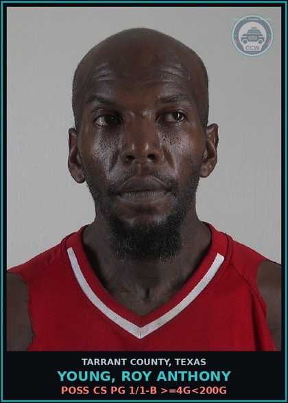 CCW arrest card for Young, Roy Anthony in Tarrant County: EVADING ARREST DETENTION