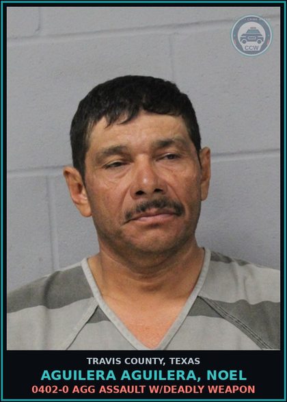CCW arrest card for Aguilera Aguilera, Noel in Travis County: 0402-0 AGG ASSAULT W/DEADLY WEAPON