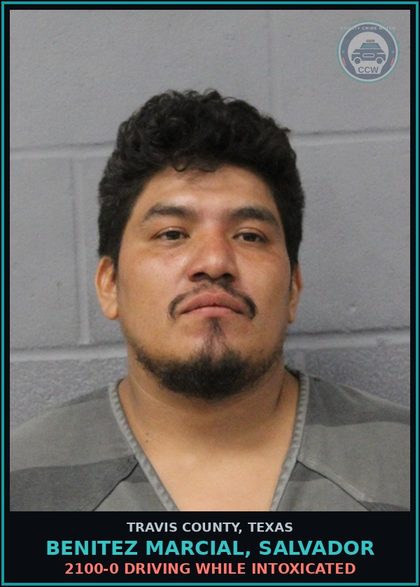 CCW arrest card for Benitez Marcial, Salvador in Travis County: 2100-0 DRIVING WHILE INTOXICATED