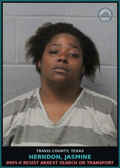 CCW arrest card for Herndon, Jasmine in Travis County: 0905-0 RESIST ARREST SEARCH OR TRANSPORT