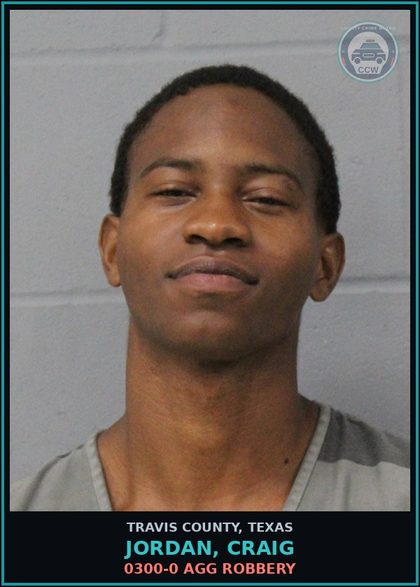 CCW arrest card for Jordan, Craig in Travis County: 0300-0 AGG ROBBERY