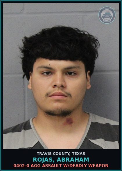 CCW arrest card for Rojas, Abraham in Travis County: 0402-0 AGG ASSAULT W/DEADLY WEAPON