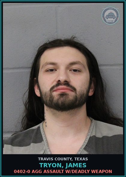 CCW arrest card for Tryon, James in Travis County: 0402-0 AGG ASSAULT W/DEADLY WEAPON