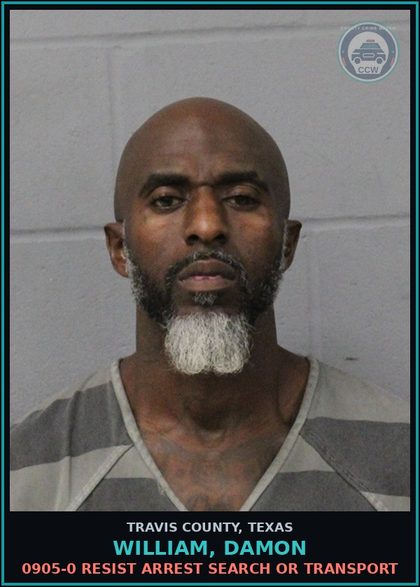CCW arrest card for William, Damon in Travis County: 0905-0 RESIST ARREST SEARCH OR TRANSPORT