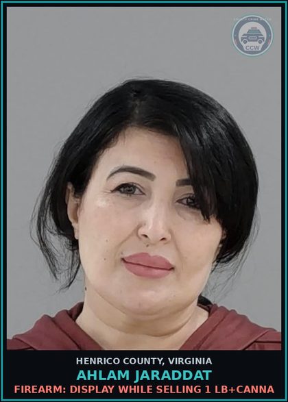 CCW arrest card for Ahlam Jaraddat in Henrico County: DRUGS: POSSESS SCH I OR II