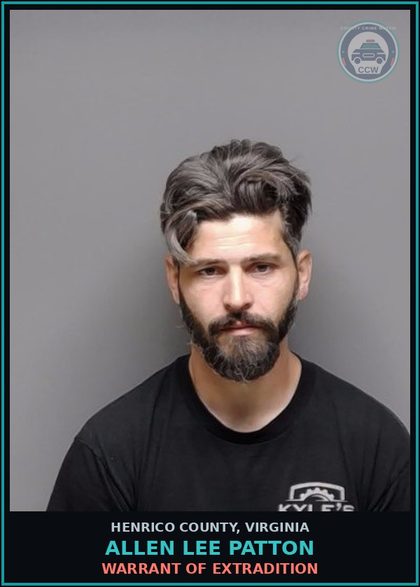 CCW arrest card for Allen Lee Patton in Henrico County: WARRANT OF EXTRADITION