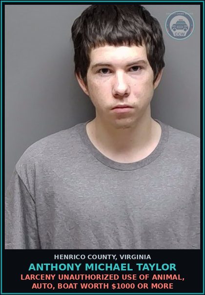 CCW arrest card for Anthony Michael Taylor in Henrico County: SUPERVISION VIOLATION Parole violation