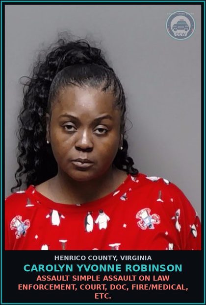 CCW arrest card for Carolyn Yvonne Robinson in Henrico County: ATTEMPTED-NARCOTICS Possession Schedule I or II drug