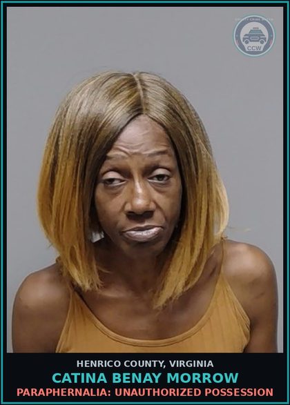 CCW arrest card for Catina Benay Morrow in Henrico County: DRUGS: POSSESS SCH I OR II
