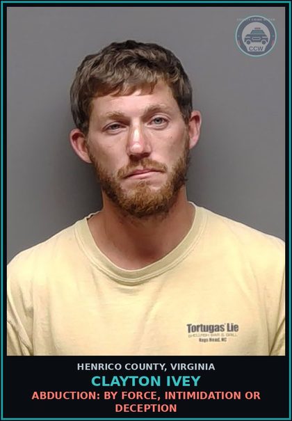 CCW arrest card for Clayton Ivey in Henrico County: ABDUCTION: BY FORCE, INTIMIDATION OR DECEPTION