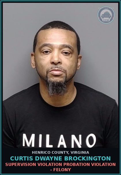 CCW arrest card for Curtis Dwayne Brockington in Henrico County: CA/CCP VIOLATION
