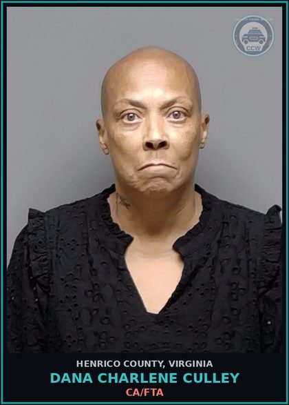 CCW arrest card for Dana Charlene Culley in Henrico County: CA/FTA