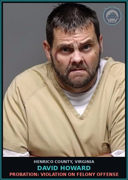 CCW arrest card for David Howard in Henrico County: IDENTITY THEFT: OBTAIN ID TO AVOID ARREST/ETC.
