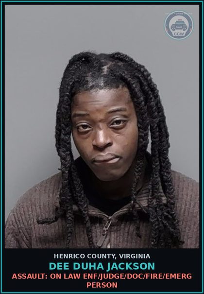 CCW arrest card for Dee Duha Jackson in Henrico County: DRUGS: POSSESS SCH I OR II