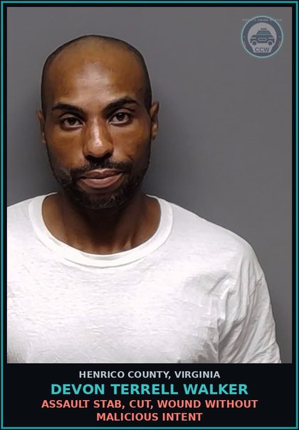 CCW arrest card for Devon Terrell Walker in Henrico County: CA/FTA