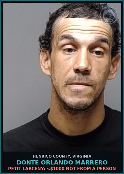 CCW arrest card for Donte Orlando Marrero in Henrico County: OBSTRUCT JUSTICE: W/ THREATS/FORCE