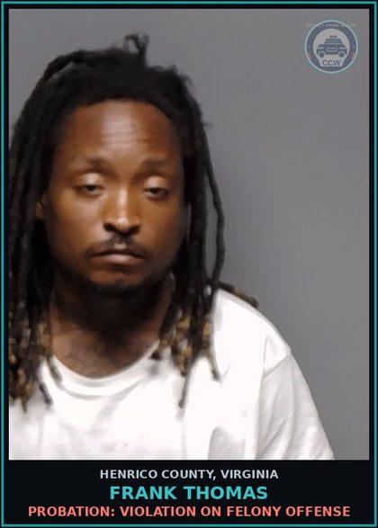 CCW arrest card for Frank Thomas in Henrico County: DRUGS: POSSESS SCH I OR II