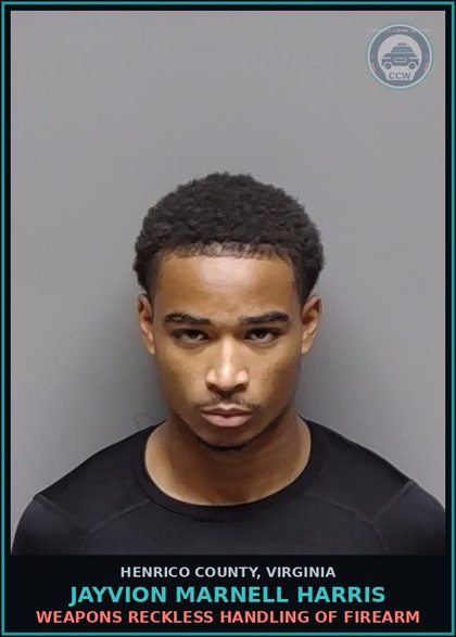 CCW arrest card for Jayvion Marnell Harris in Henrico County: TRAFFIC - RECKLESS DRIVING Fail to stop for police, attempt to escape or elude