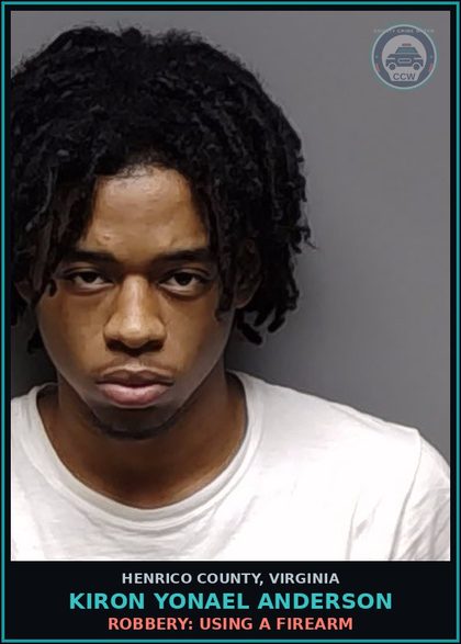 CCW arrest card for Kiron Yonael Anderson in Henrico County: ABDUCTION: BY FORCE, INTIMIDATION OR DECEPTION