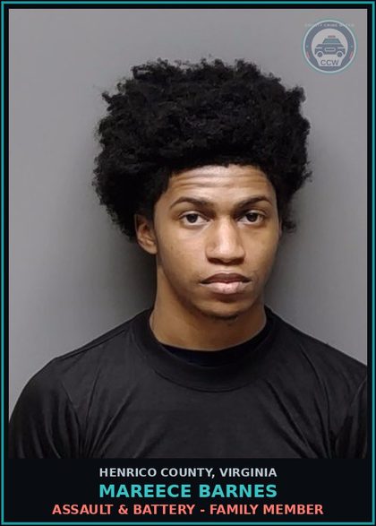 CCW arrest card for Mareece Barnes in Henrico County: ASSAULT & BATTERY - FAMILY MEMBER