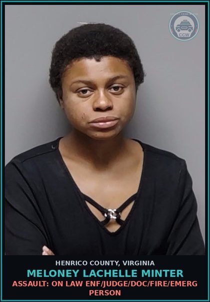 CCW arrest card for Meloney Lachelle Minter in Henrico County: DRUGS: POSSESS SCH I OR II