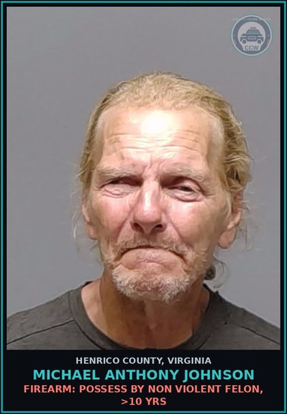 CCW arrest card for Michael Anthony Johnson in Henrico County: CA/FTA