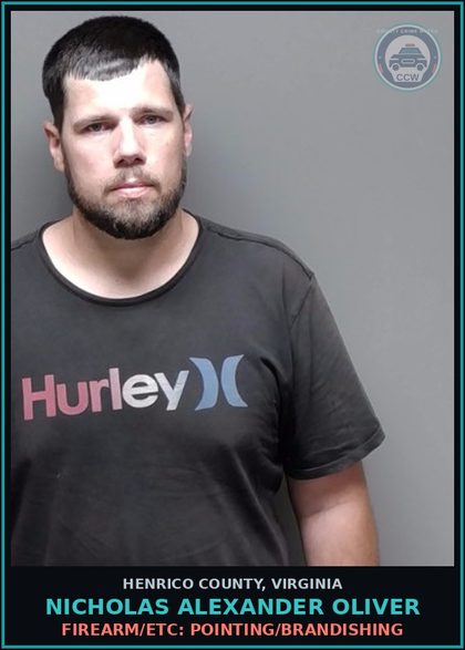 CCW arrest card for Nicholas Alexander Oliver in Henrico County: DISORDERLY CONDUCT