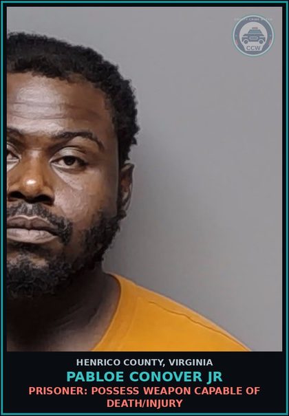 CCW arrest card for Pabloe Conover Jr in Henrico County: DRUGS: POSSESS SCH I OR II
