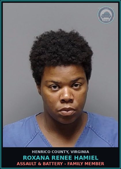 CCW arrest card for Roxana Renee Hamiel in Henrico County: CA/FTA