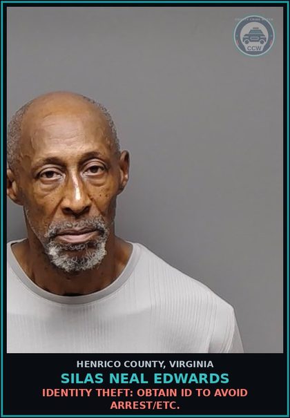 CCW arrest card for Silas Neal Edwards in Henrico County: CA/CCP VIOLATION/DRUGS