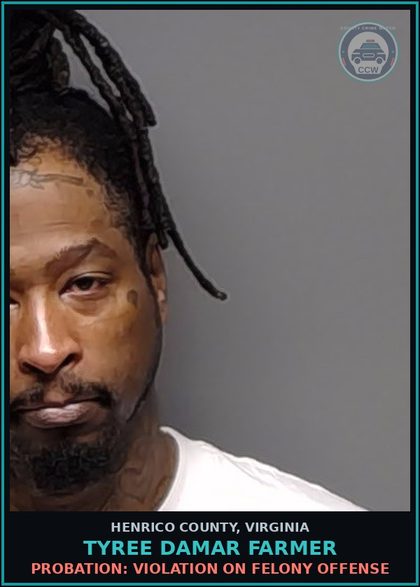 CCW arrest card for Tyree Damar Farmer in Henrico County: CA/FTA/LIC REVOKED