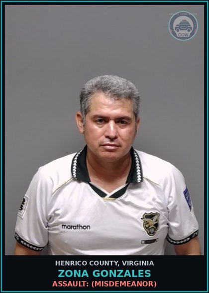 CCW arrest card for Zona Gonzales in Henrico County: ASSAULT: (MISDEMEANOR)