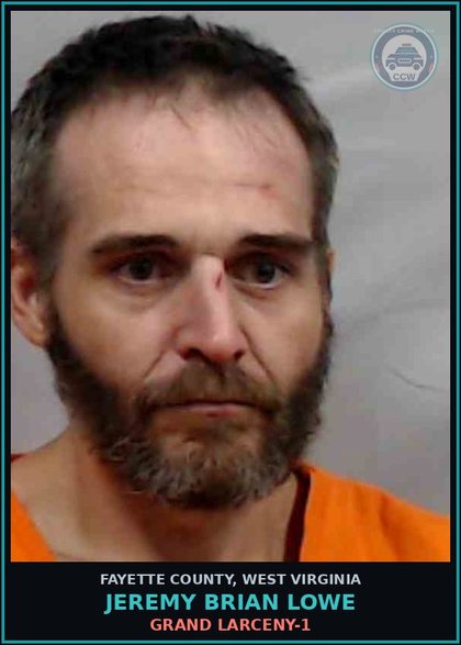 CCW arrest card for Jeremy Brian Lowe in Fayette County: GRAND LARCENY-1