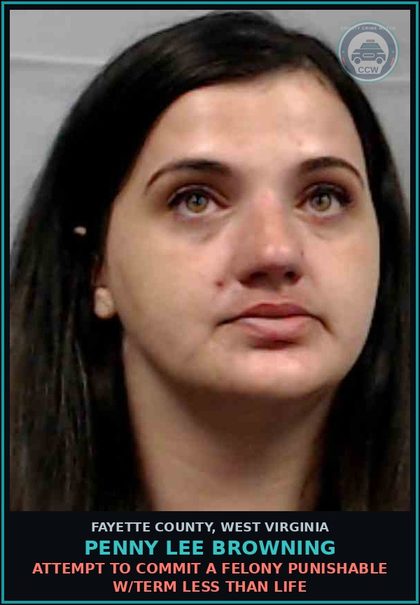 CCW arrest card for Penny Lee Browning in Fayette County: Attempt To Commit A Felony Punishable W/Term Less Than Life