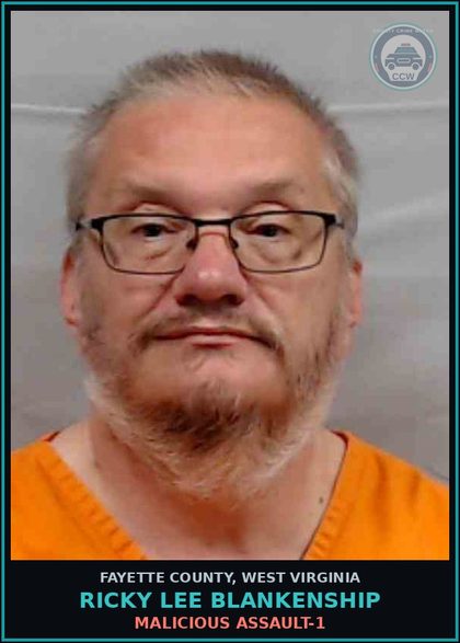 CCW arrest card for Ricky Lee Blankenship in Fayette County: Malicious Assault-1