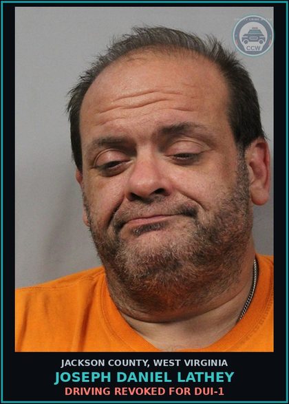 CCW arrest card for Joseph Daniel Lathey in Jackson County: DRIVING REVOKED FOR DUI-1