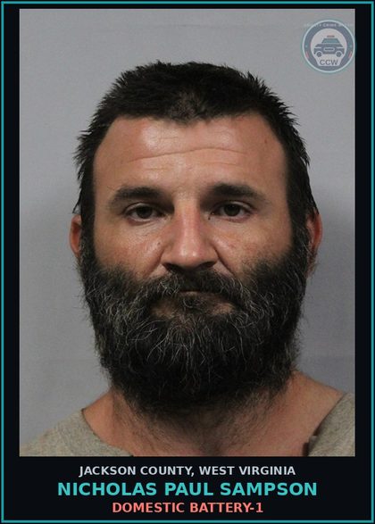 CCW arrest card for Nicholas Paul Sampson in Jackson County: DOMESTIC BATTERY-1