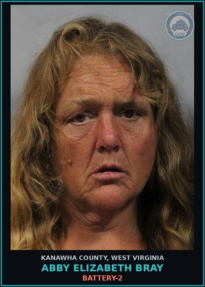 CCW arrest card for Abby Elizabeth Bray in Kanawha County: BATTERY-2
