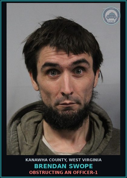CCW arrest card for Brendan Swope in Kanawha County: Obstructing an Officer-1
