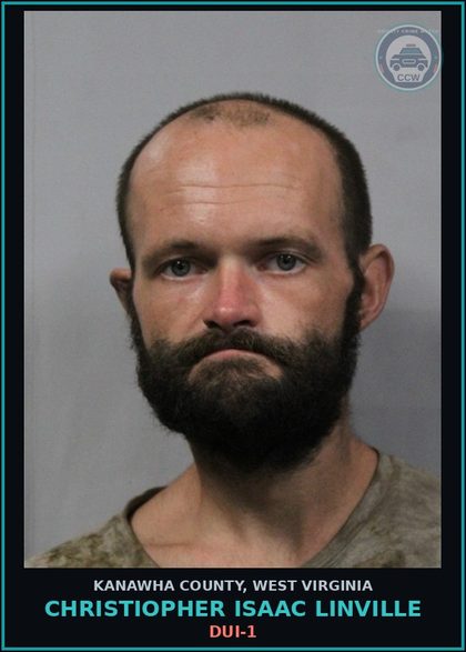CCW arrest card for Christiopher Isaac Linville in Kanawha County: DUI-1