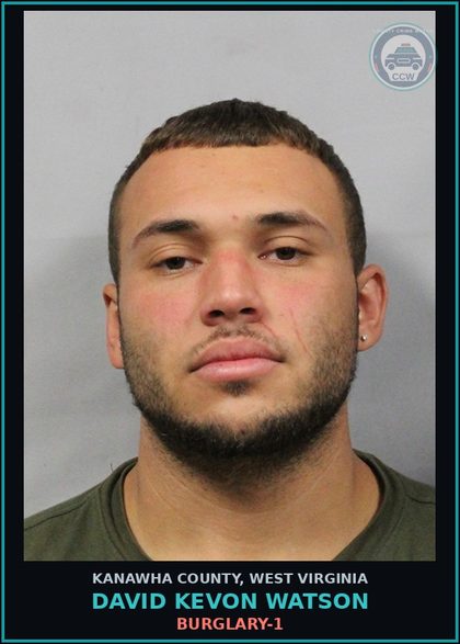 CCW arrest card for David Kevon Watson in Kanawha County: BURGLARY-1